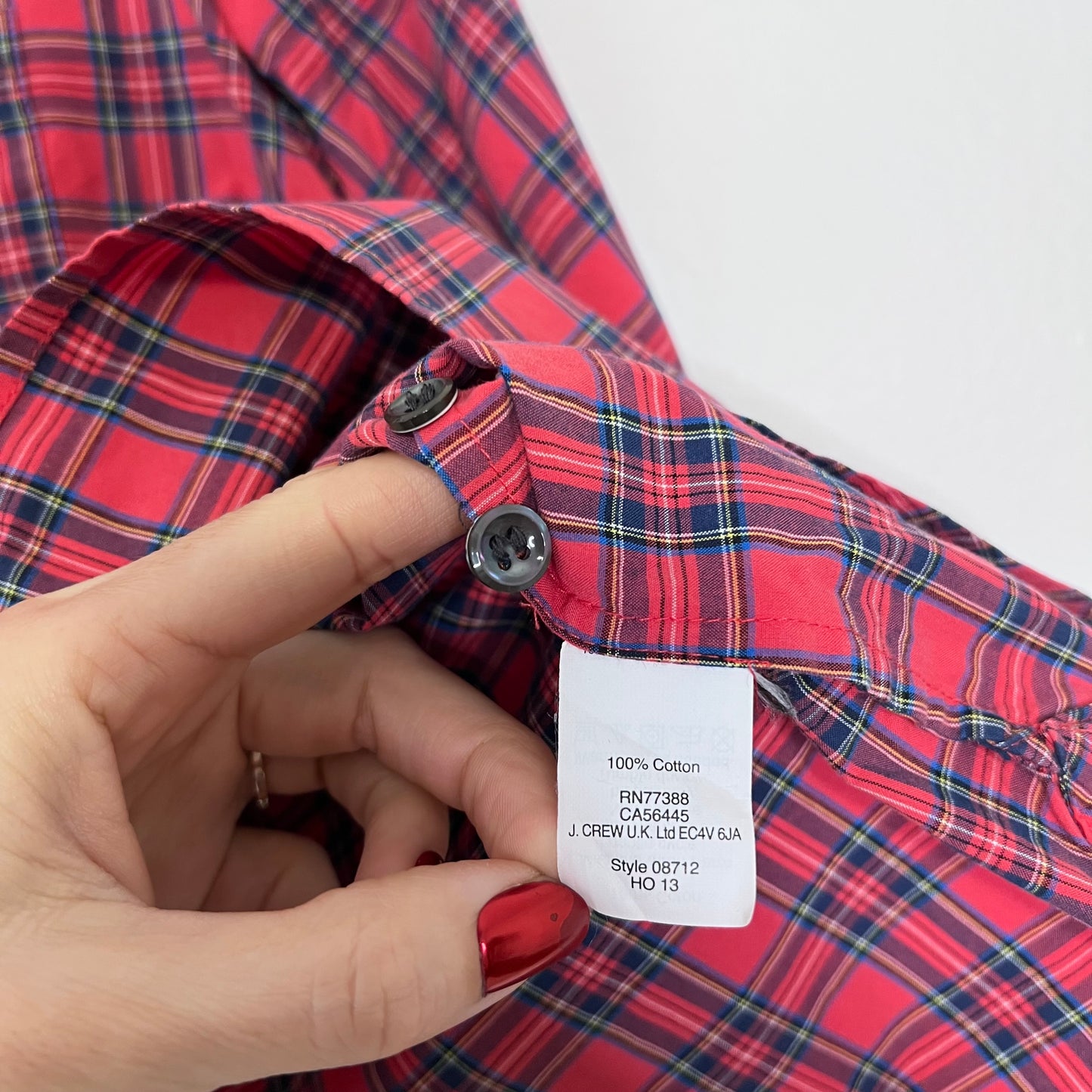 J.Crew Red Tartan Plaid Popover Shirt Women’s Size 6 Long Sleeve Cotton Holiday