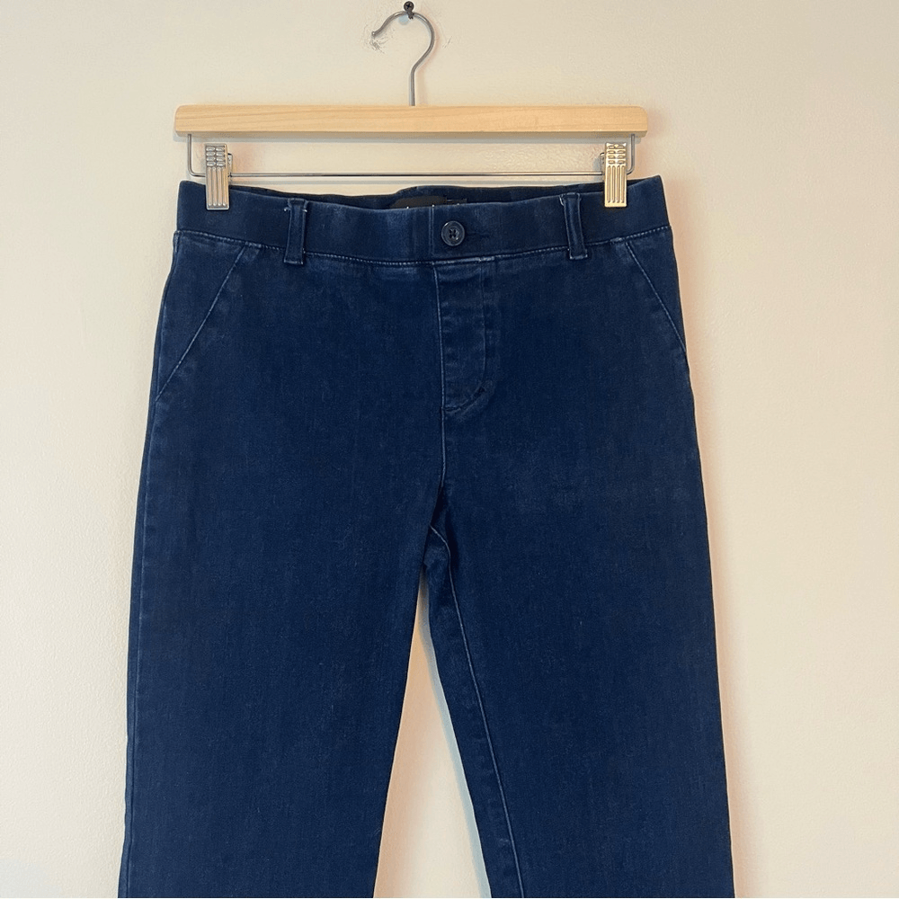 Betabrand Pull On Denim Stretch Straight Leg Yoga Jeans Dark Wash Size Medium