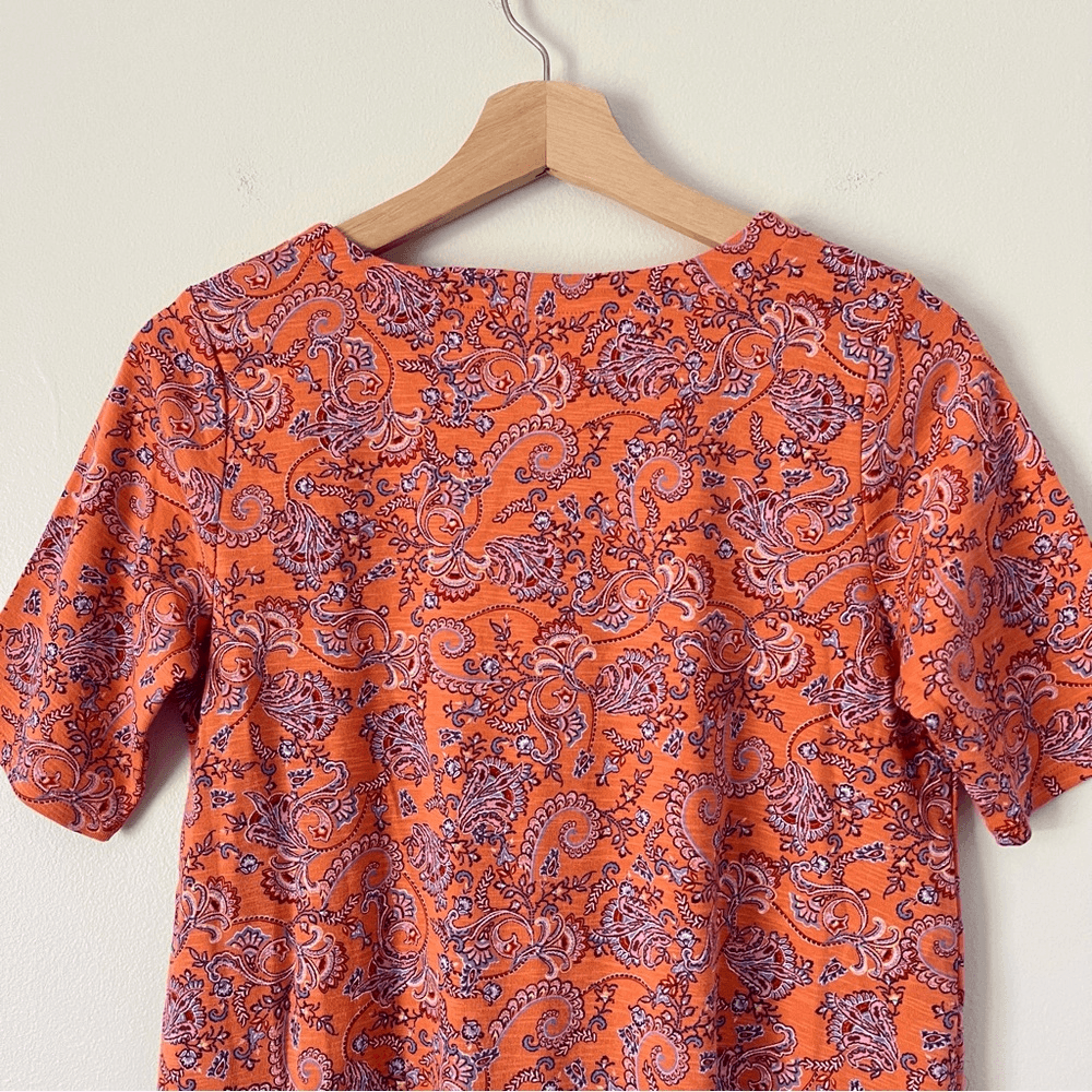J. Jill Paisley Pima Slub Scoop Neck Tee Top Size XS