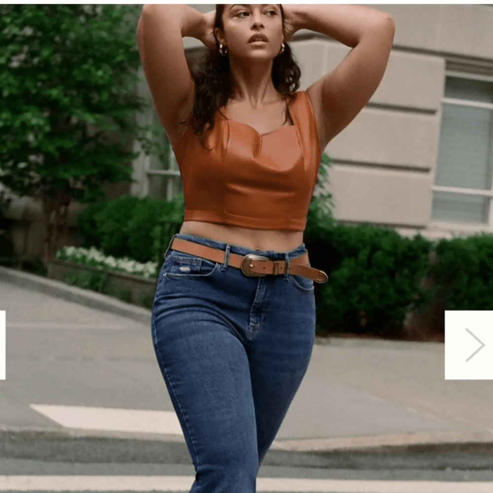 Anthropologie Maeve Faux Leather Cropped Notch Tank NEW Size 12