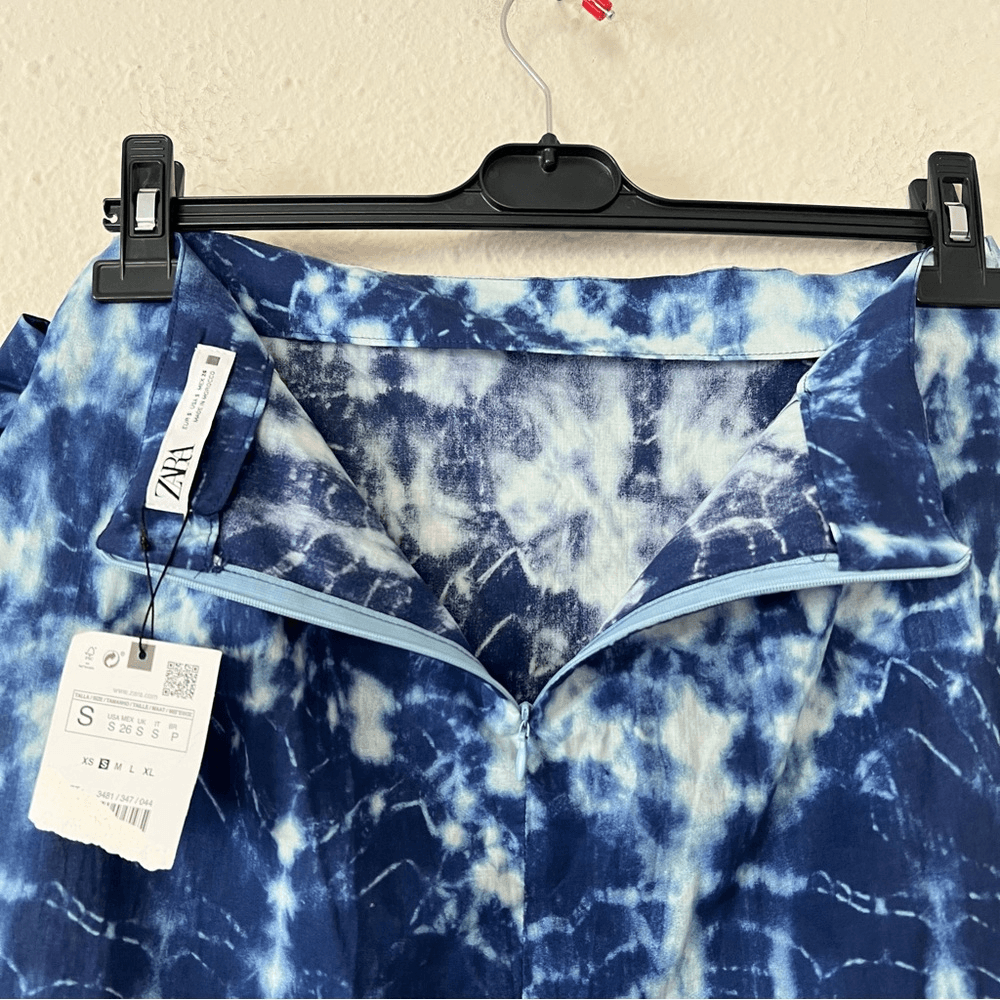 ZARA Tie Dye Mini Skirt in Blue NEW Size Small