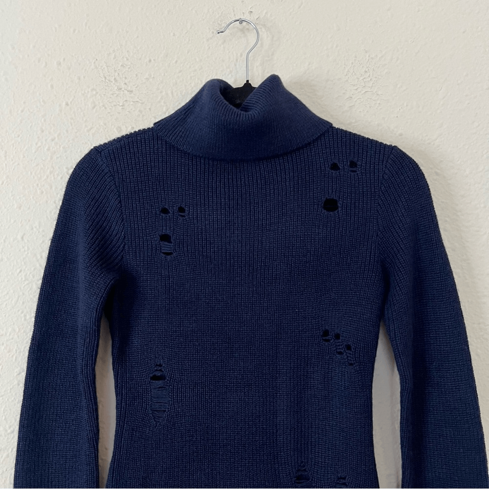 Lovers and Friends Keeney Mini Sweater Dress in Navy Blue NEW Size XS Wool Blend