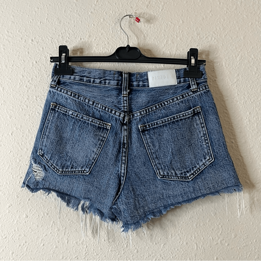 Pistola Kylee Luna Relaxed High Rise Cuffed Distressed Denim Jean Shorts Size 26