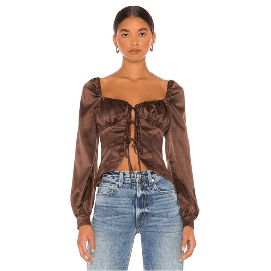 REVOLVE Majorelle Waldorf Top Chocolate Brown Size Small