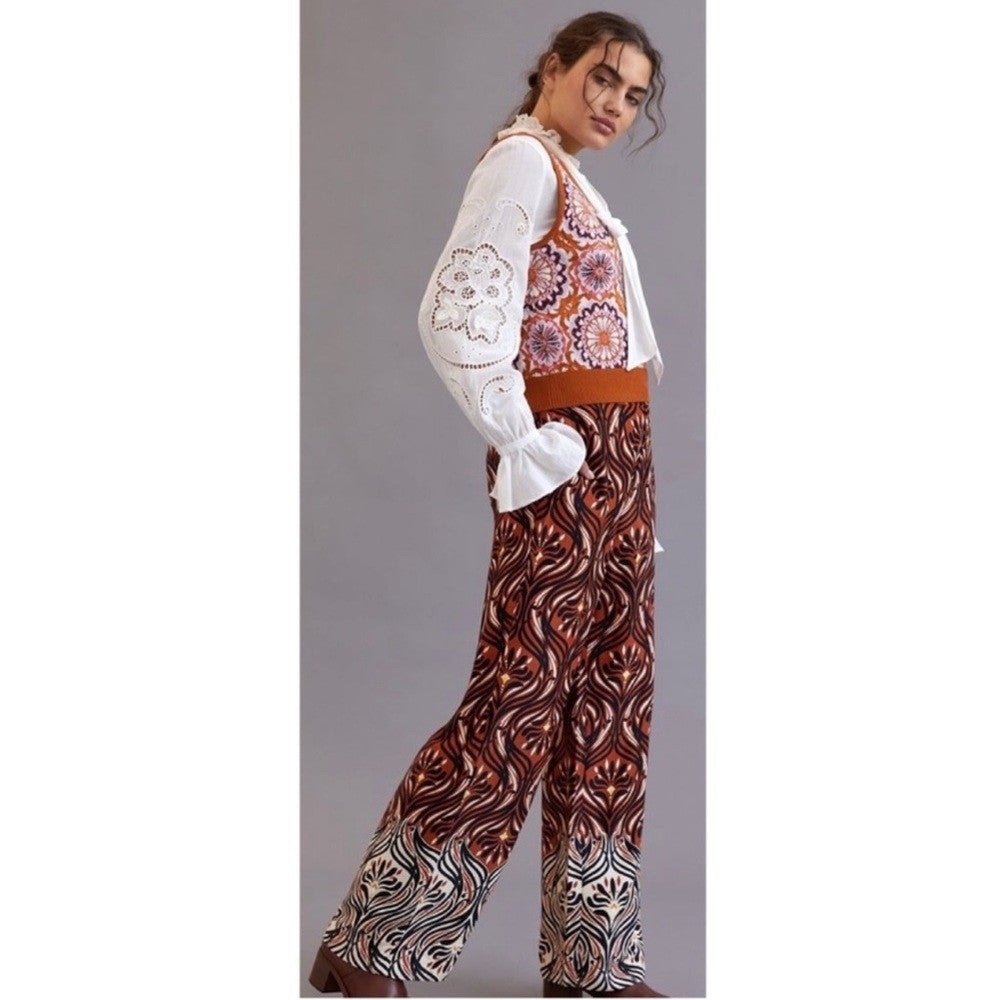 Anthropologie Breezy Printed Straight Pants NEW Size 16