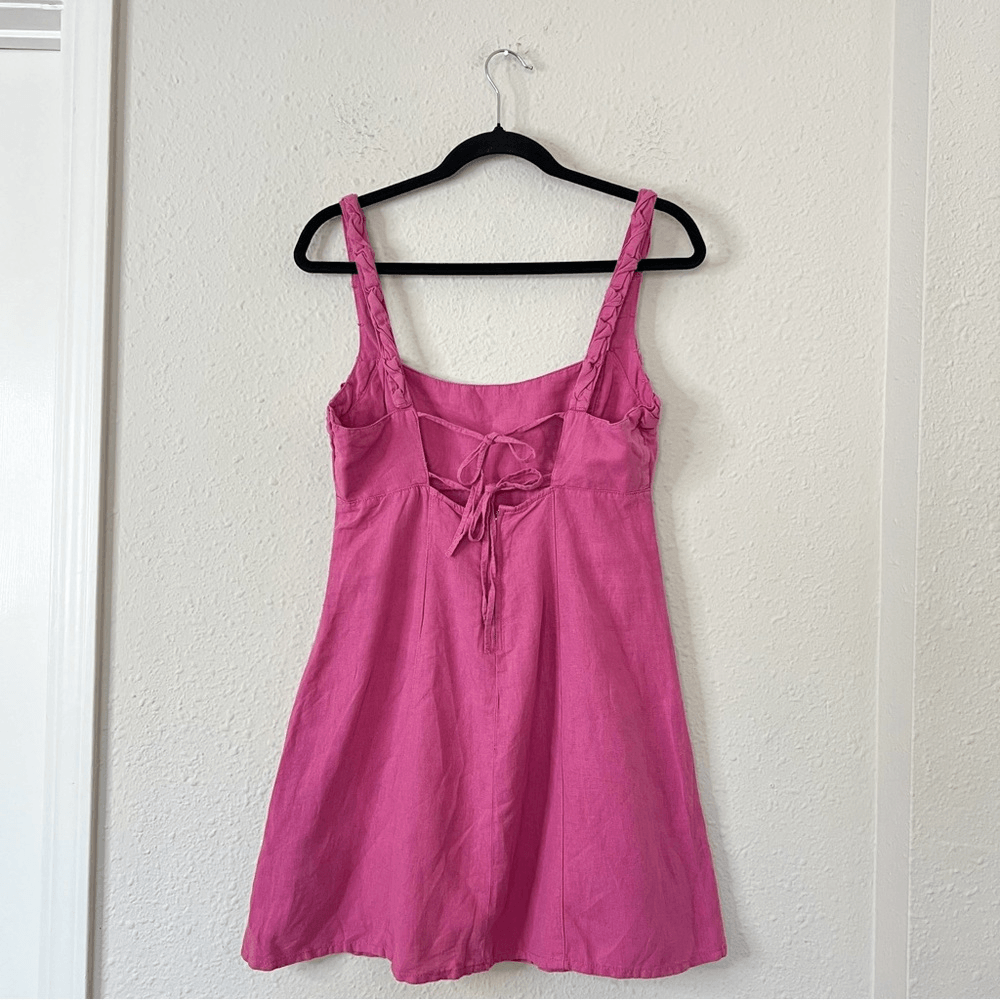 Zara Pink Linen Blend Mini Dress NEW Size Medium