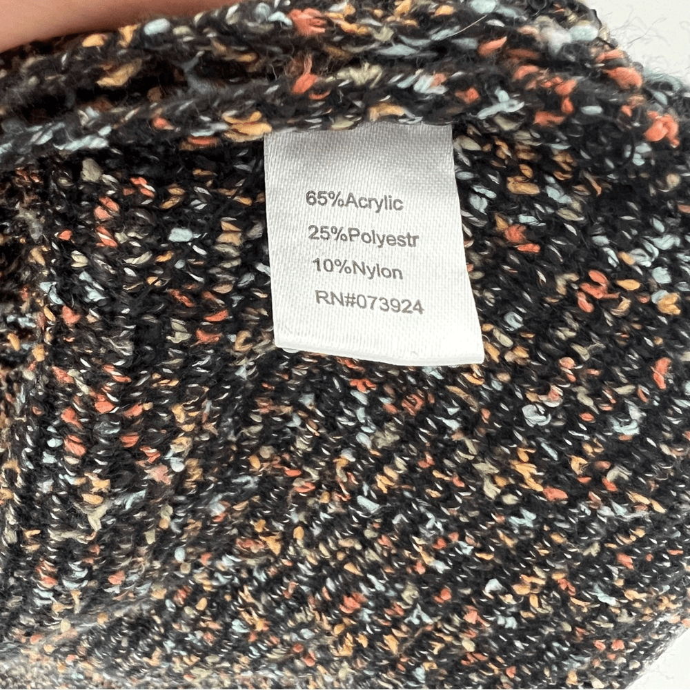 Ming Wang Black Open Front Cardigan Plus Size 3X Confetti Colorful Waterfall