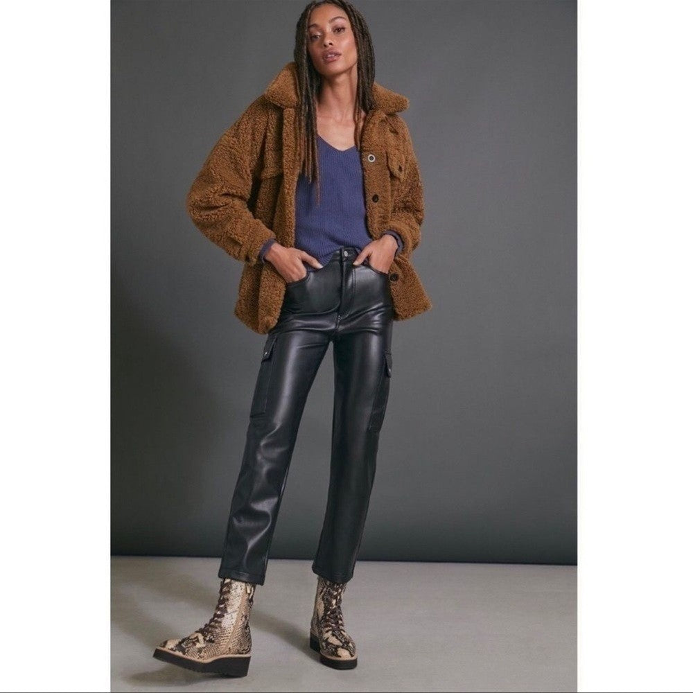 Anthropologie Avec Les Filles Gabi Vegan Faux Leather Utility Pants NEW Size XS