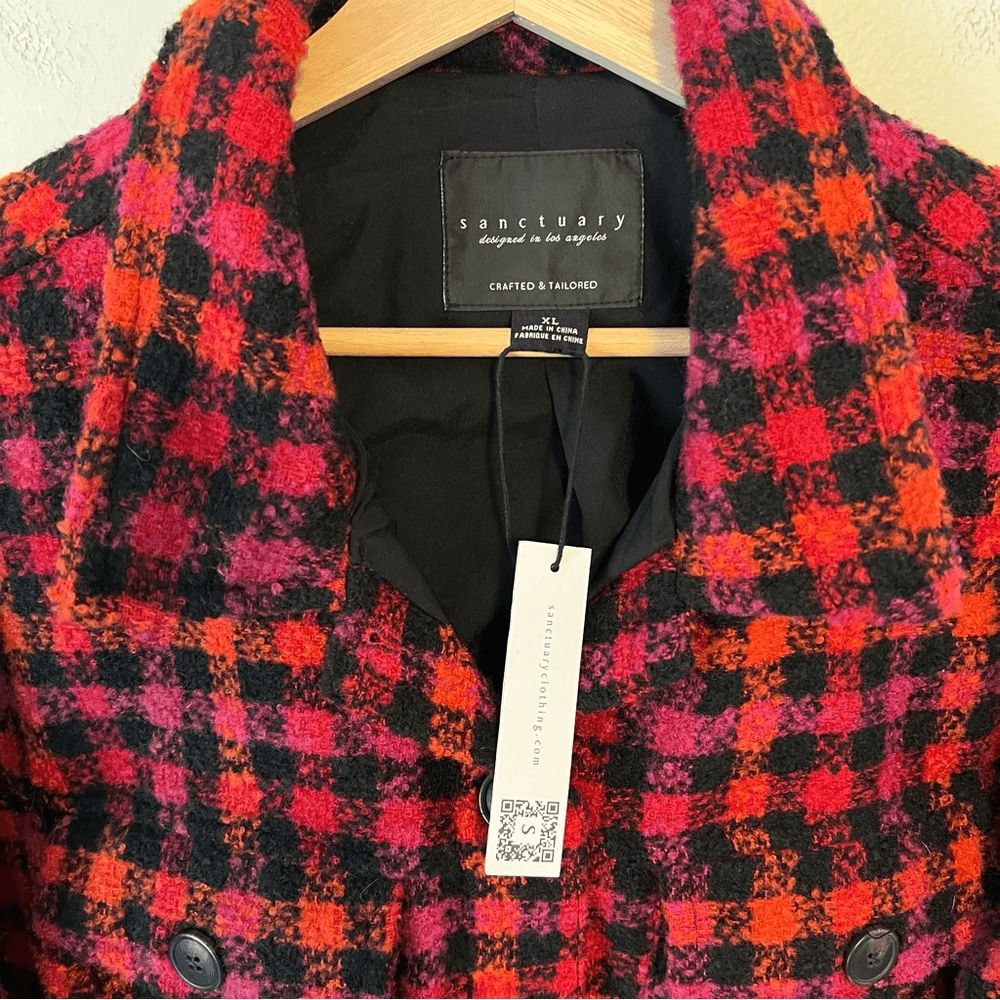 Sanctuary The Shacket Plaid Jacket NEW Size XL Wool Blend
