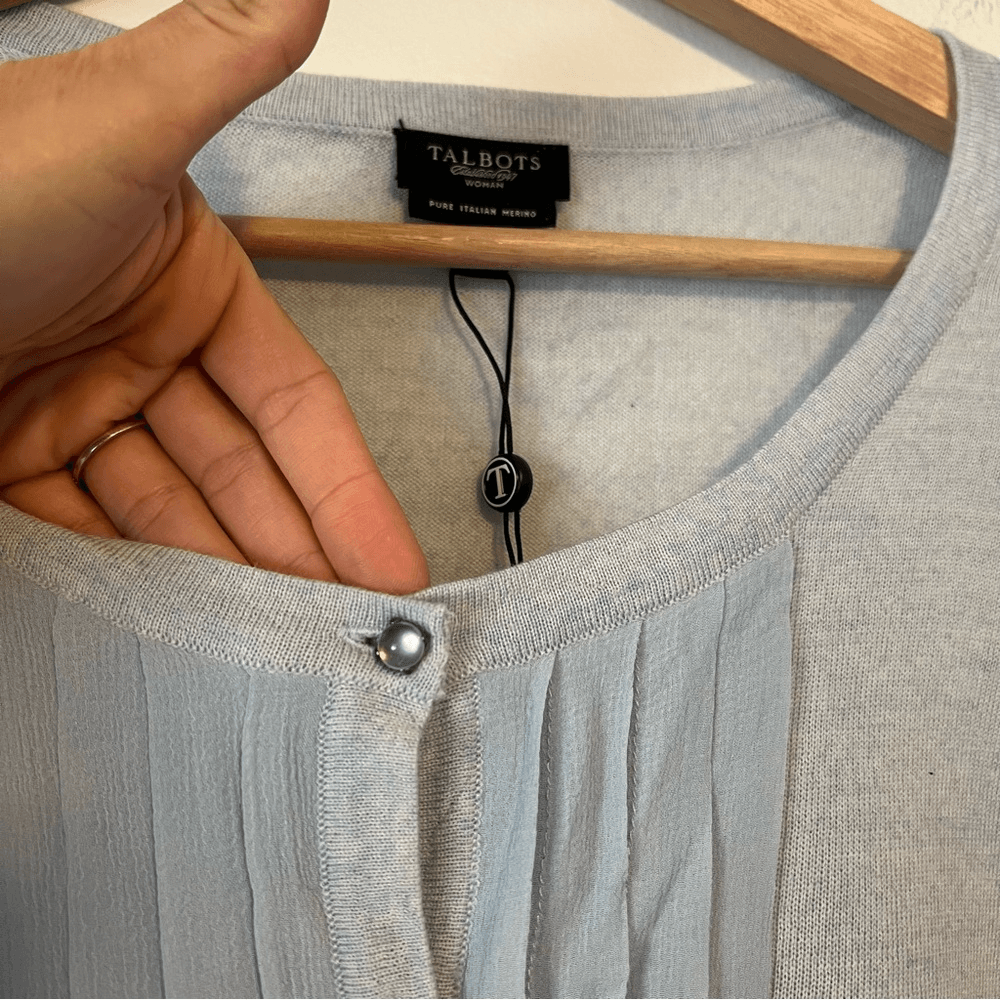 Talbots Italian Merino Wool Sweater Cardigan NEW Plus Size 2X Silk Trim