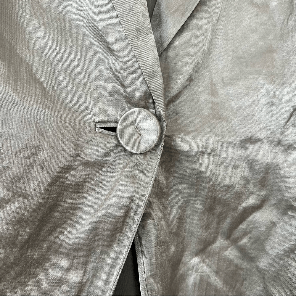 Eileen Fisher Steel Satin Long Blazer Jacket Size Large