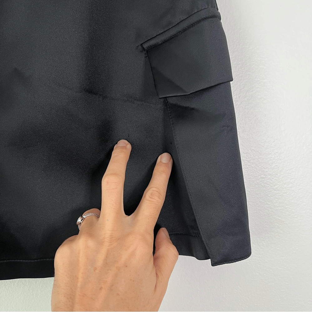 Zara Black Satin Effect Cargo Mini Skirt NEW Size Medium