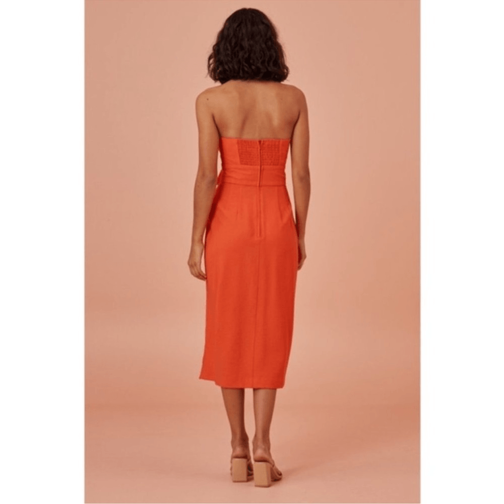 Finders Keepers Chiquita Strapless Midi Dress NEW Size XS Orange