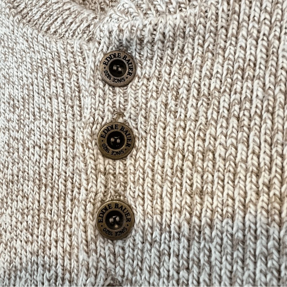 Vintage Eddie Bauer Men’s Chunky Knit 100% Cotton Sweater in Cream XL Fisherman