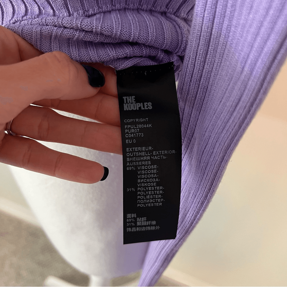 The Kooples Ribbed V-Neck Knitted Sweater NEW Size XS in Lilac