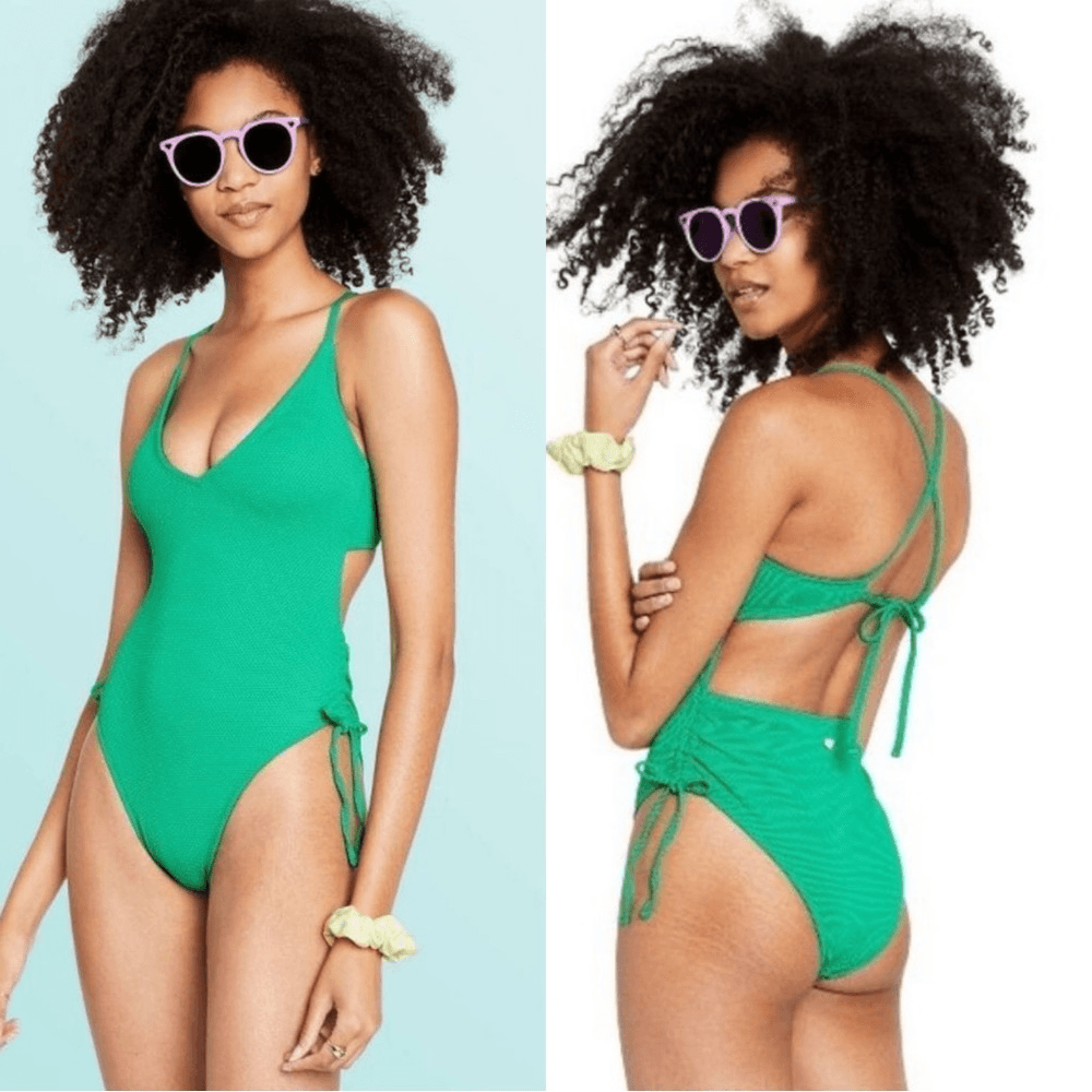 Stoney Clover Lane x Target V-Neck Textured Cheeky High-Leg One Piece Swimsuit S