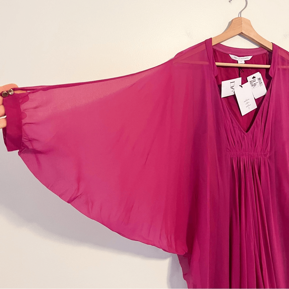 Diane von Furstenberg Fleurette Silk Dolman Sleeve Tunic Dress Mini NEW Size 6
