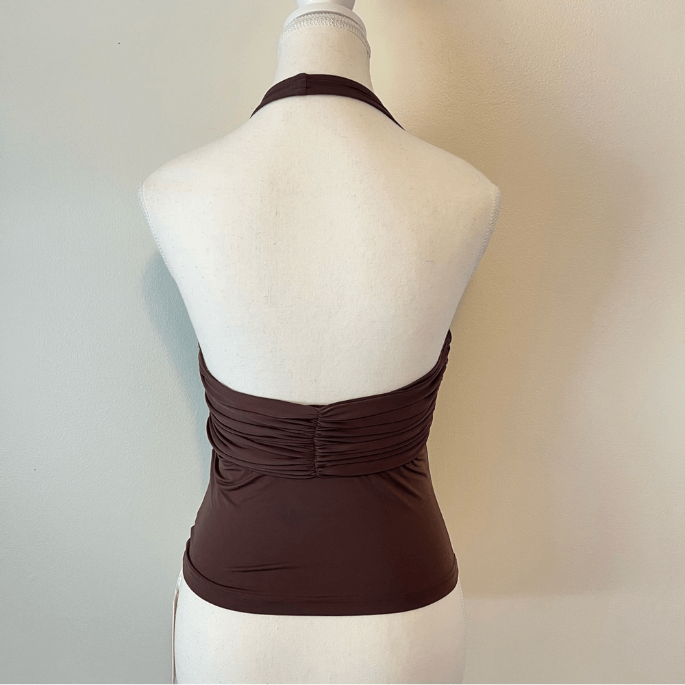 Sasha Therese Blair Halter Top Chocolate Brown NEW Size Small Y2K