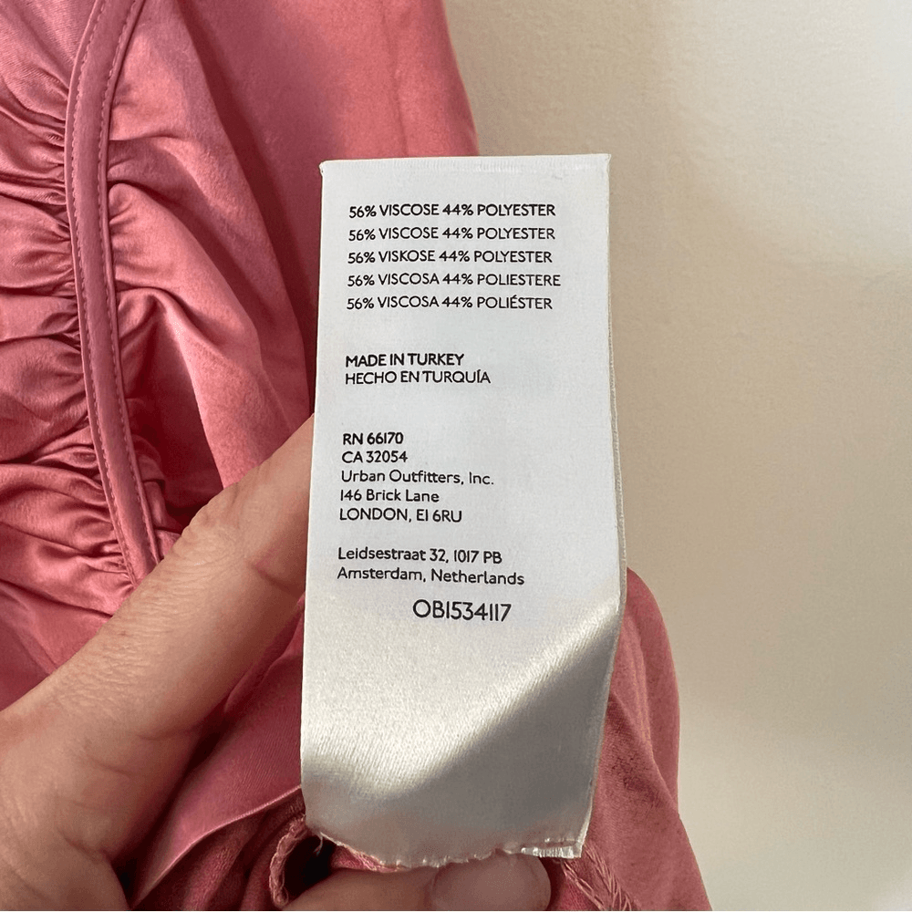 Anthropologie Ruched Asymmetrical Satin Mini Dress NEW Size 2 in Coral Pink