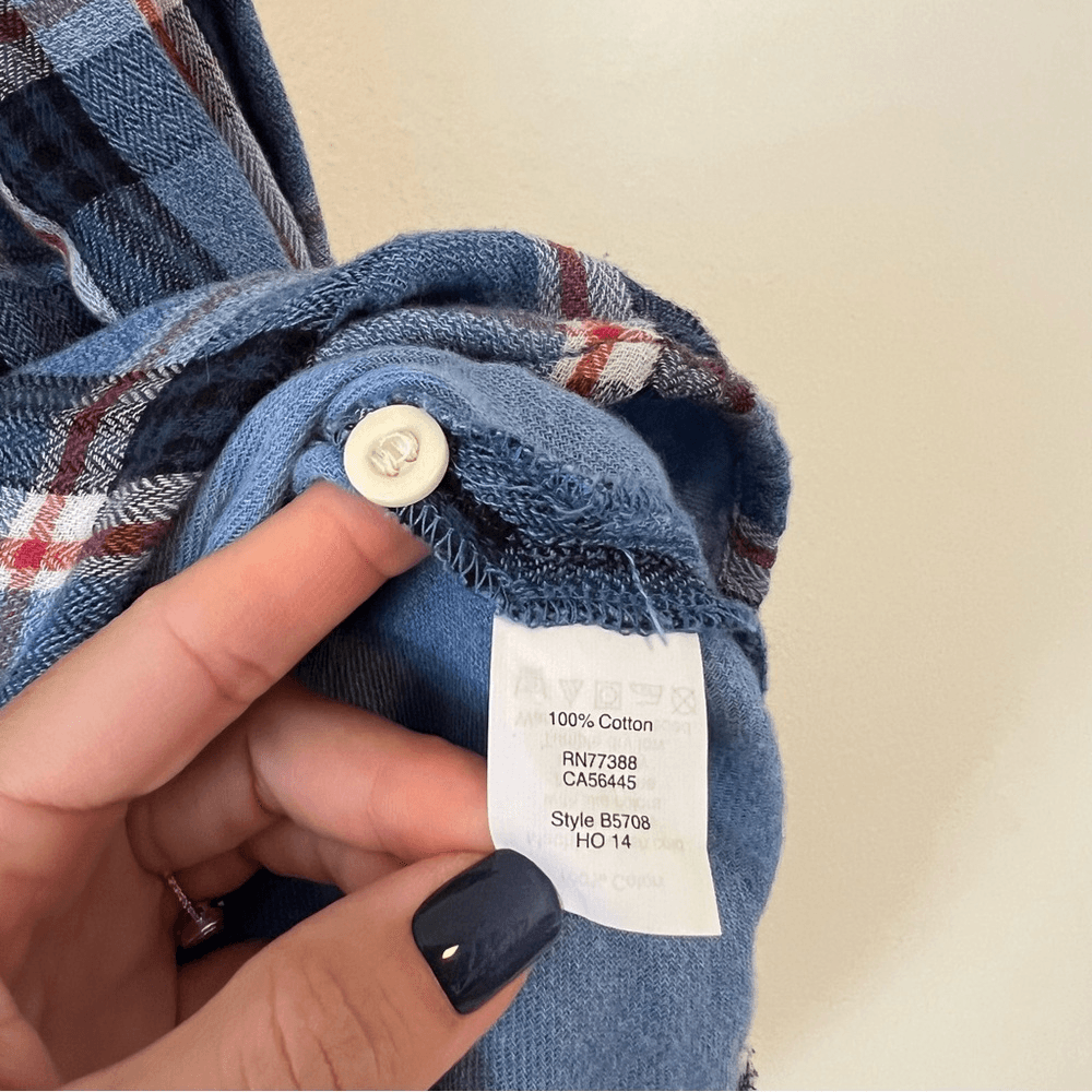 Madewell Flannel Plaid Button Down Shirt Size Small Long Sleeve in Blue
