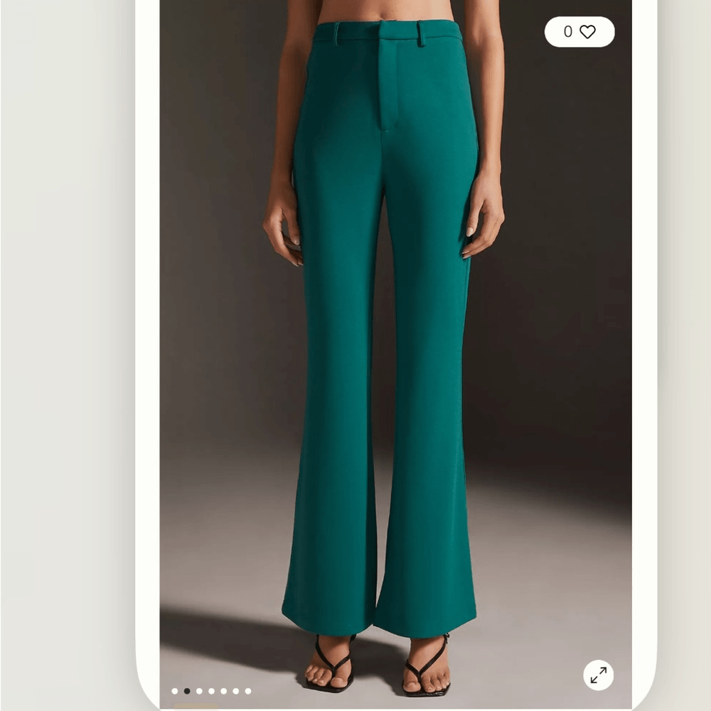 Anthropologie Flat White Flare Pants in Green NEW Size Medium