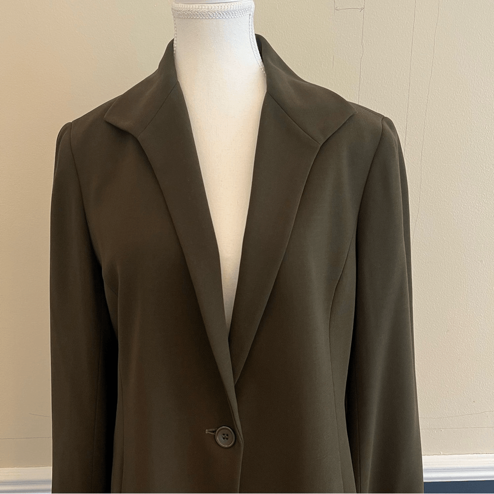 Lafayette 148 New York Wool Blazer Size 10 Olive Green