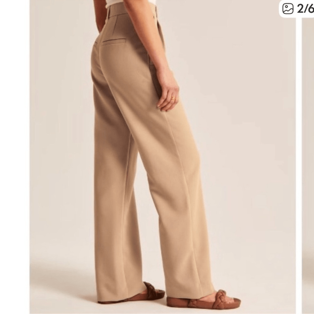 Abercrombie & Fitch Sloan Trousers Wide Leg Pants in Tan Size 27/4S