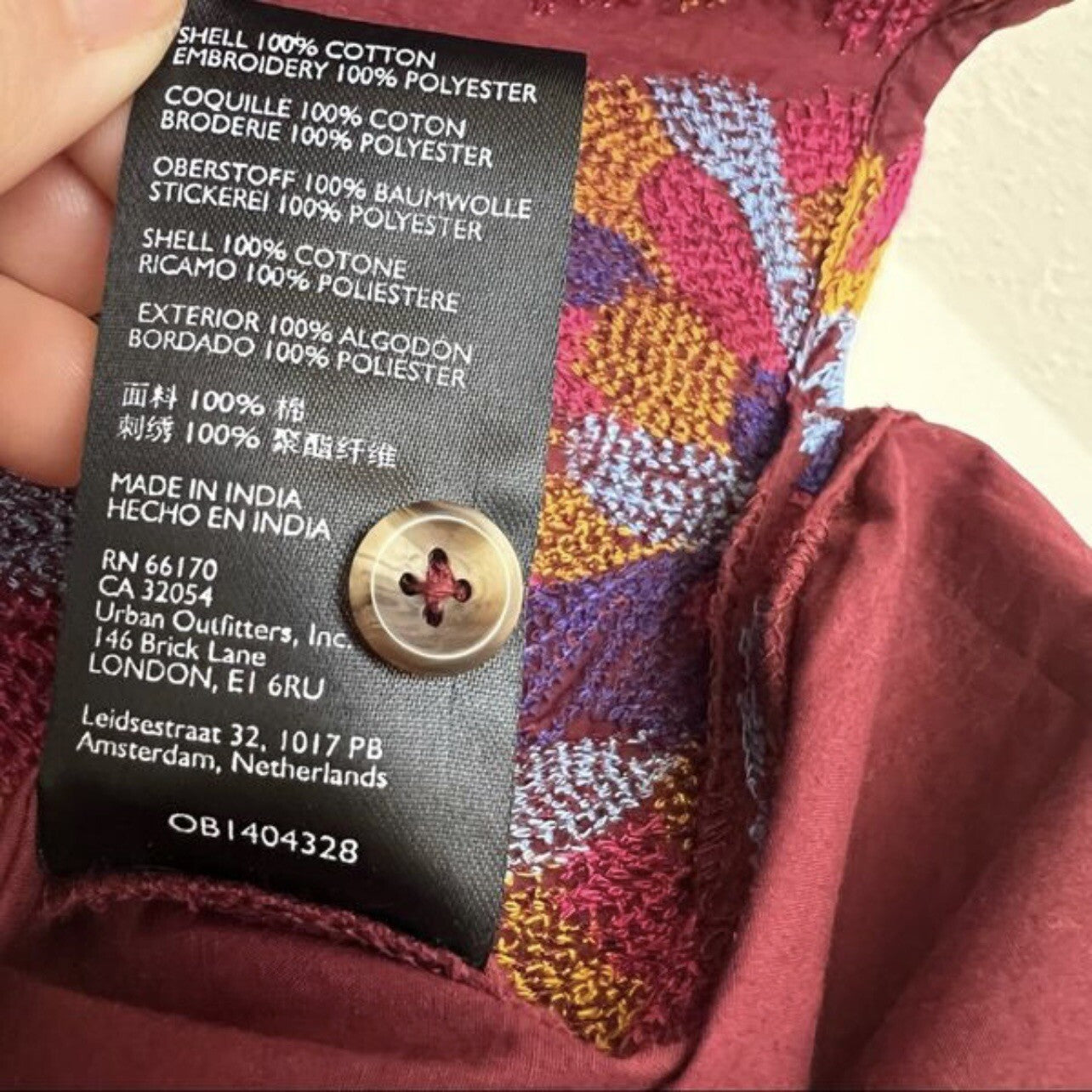 Anthropologie Maeve Embroidered Button Down Shirt NEW Size 8