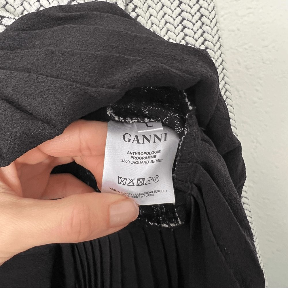 Ganni Anthropologie Jacquard Jersey Knife Pleated Dress Size Large