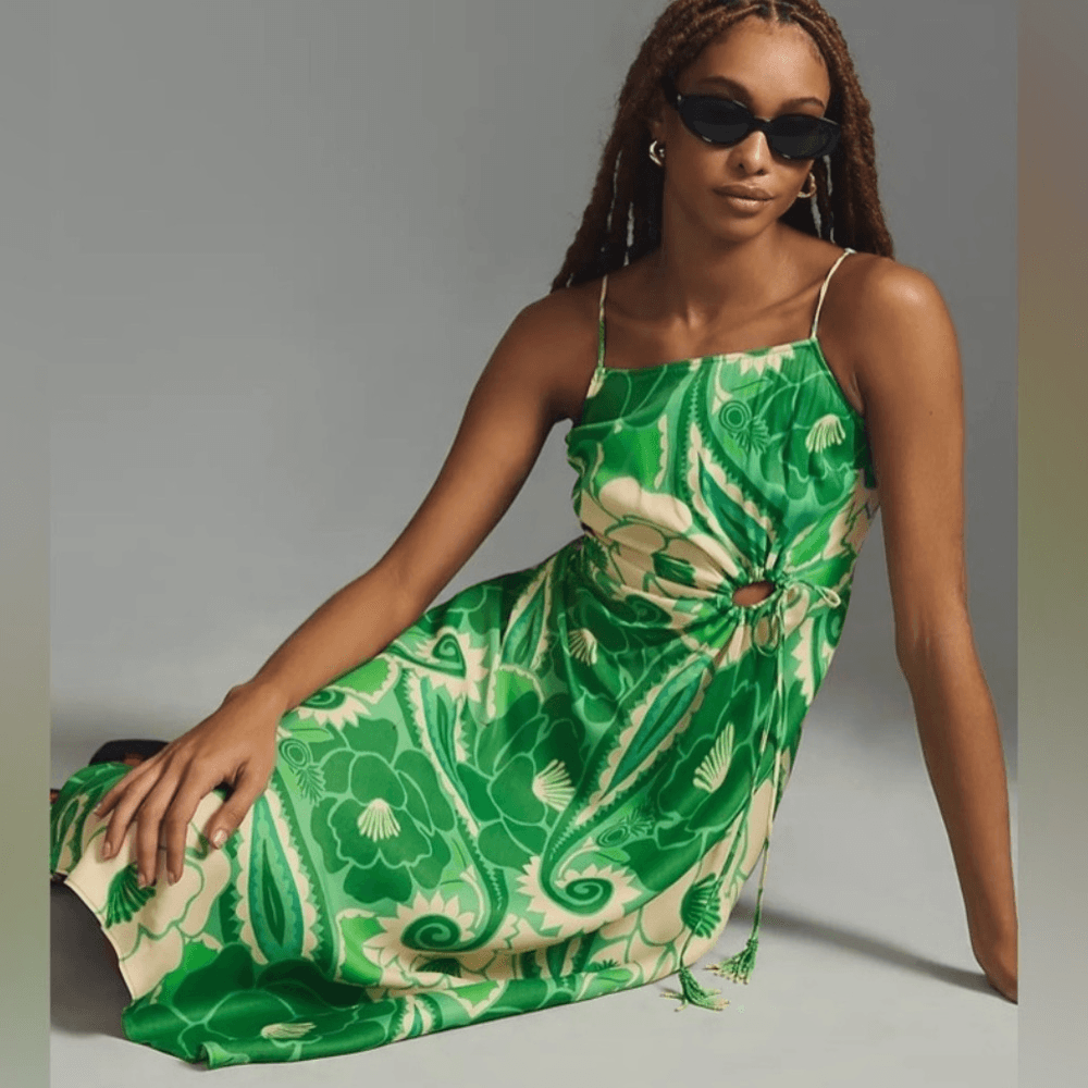 Anthropologie Farm Rio Tropical Groove Circle Cut Out Midi Dress Small