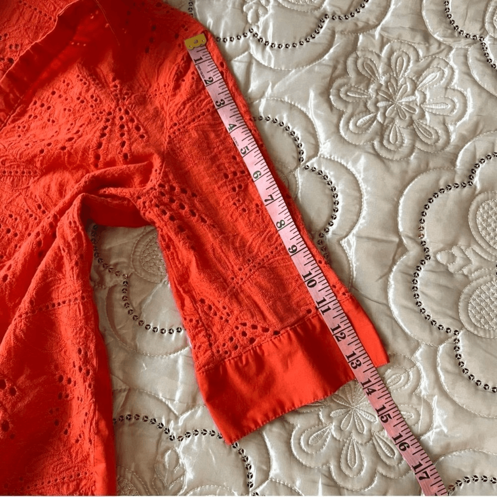 New York & Company 7th Avenue Cotton Eyelet Button Front Shirt Size Medium