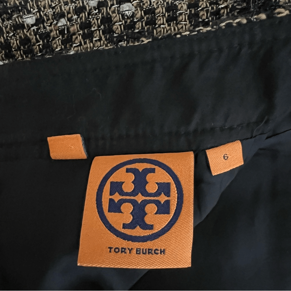 Tory Burch Tweed Mini Pencil Skirt Size 6 in Brown / Tan Wool Blend