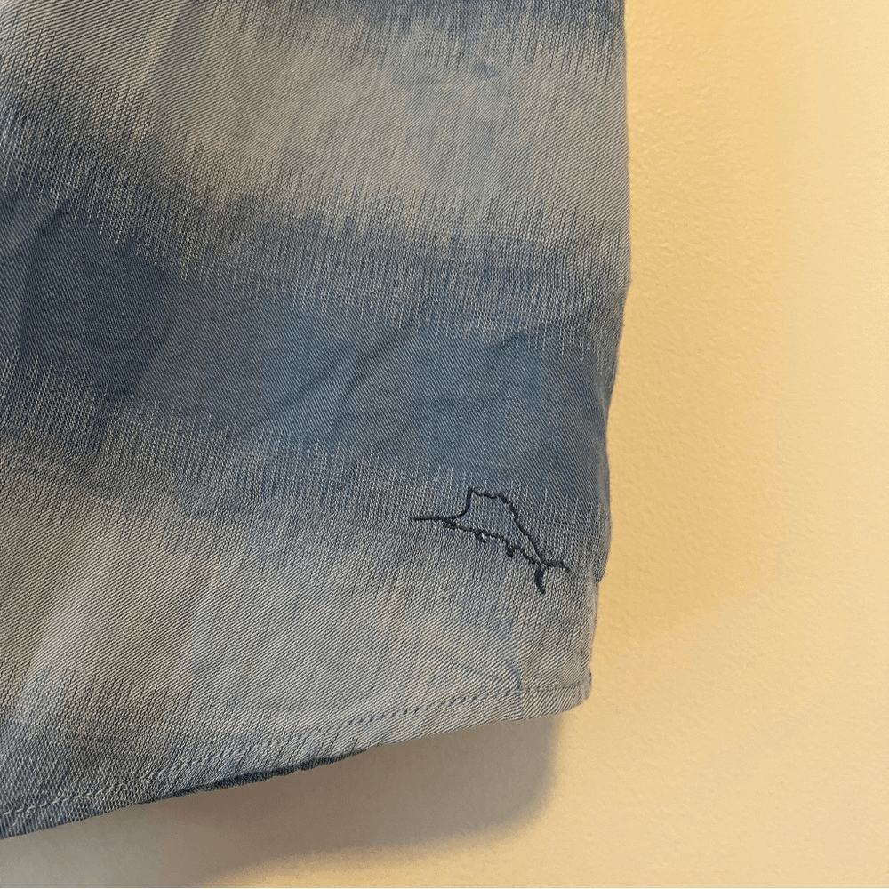 Tommy Bahama Ocean Fade Camp Shirt Button Down Size 2XLB Short Sleeve Blue