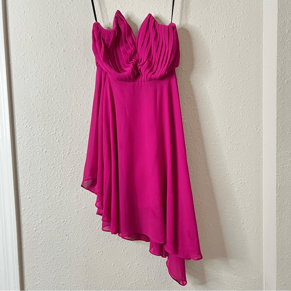 Michael Costello x Revolve Chiffon Strapless Mini Dress in Pink Size XS Barbie