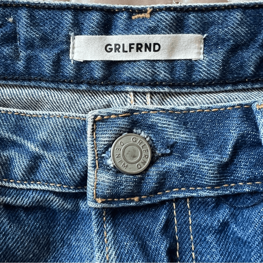 GRLFRND Eva Denim Mini Skirt Size 26 Medium Wash