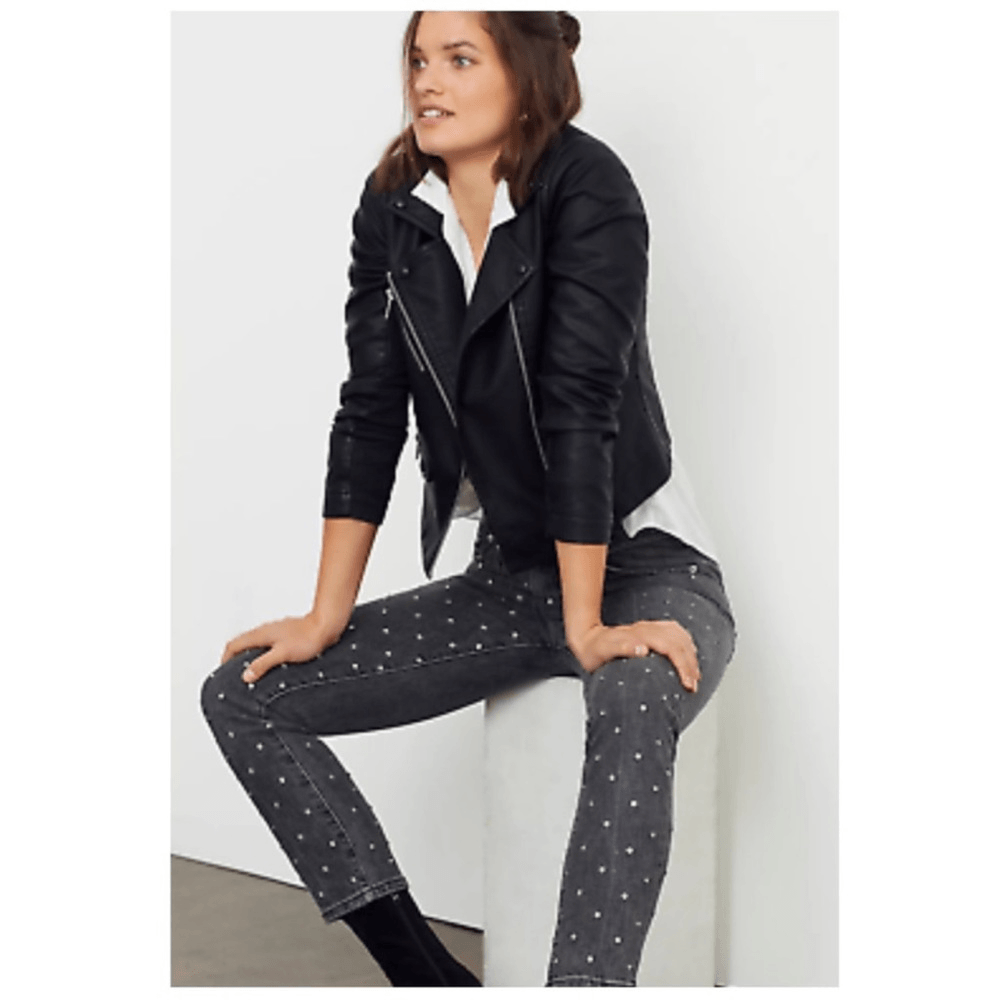 Anthropologie Pilcro and the Letterpress Beaded High Rise Slim Jeans NEW Size 27