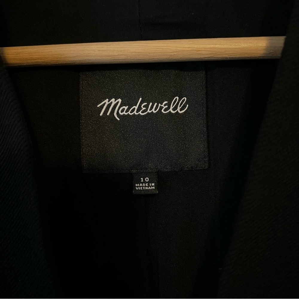 MADEWELL Black Blazer Modern Collarless Single Button Size 10