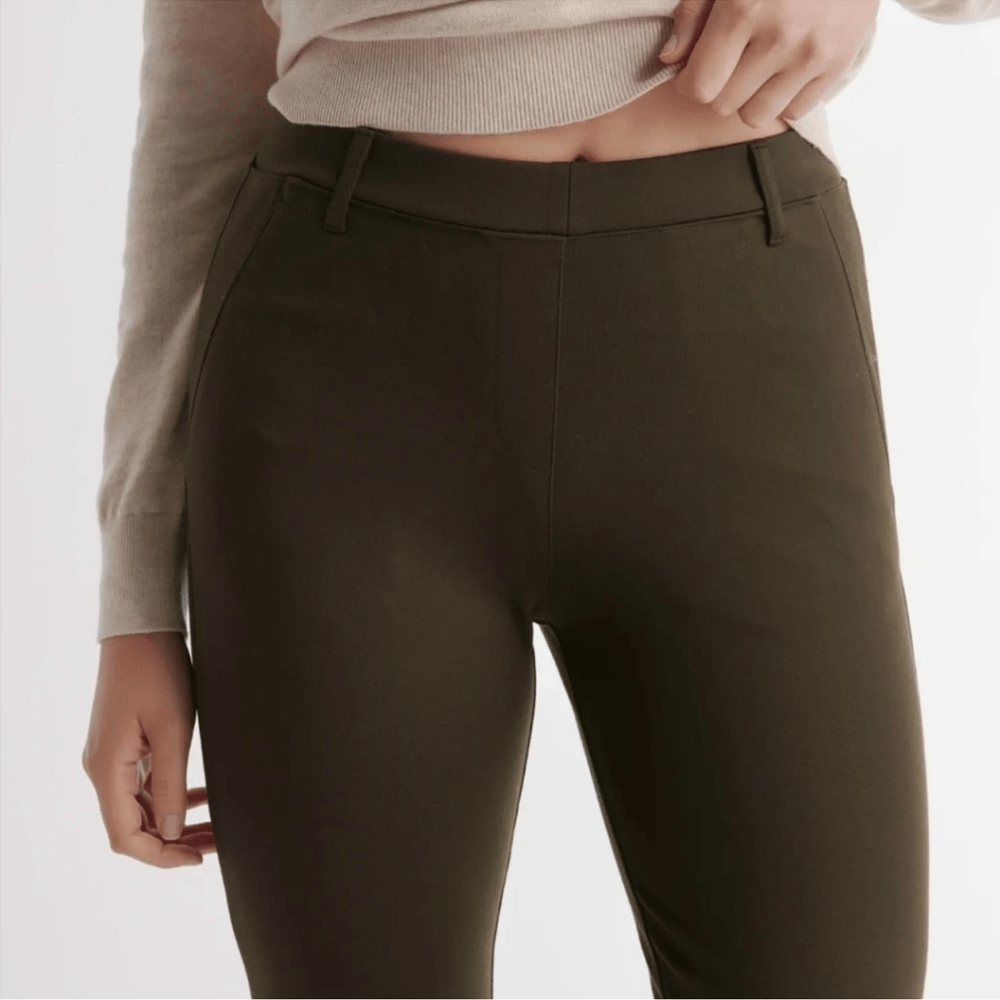 Quince Olive Green Ultra Stretch Ponte Bootcut Pull On Pants Size Large Petite