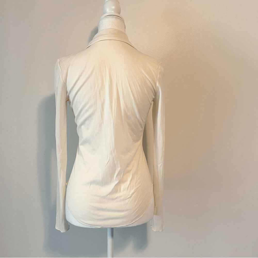 Aritzia Wilfred Sheer Button Down Long Sleeve Blouse Top in Cream Size Small