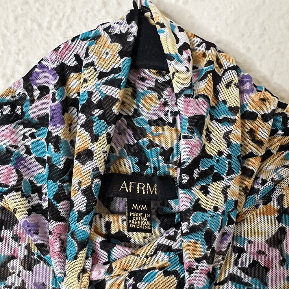 AFRM Shailene Floral Sheer Long Sleeve Dress Size Medium
