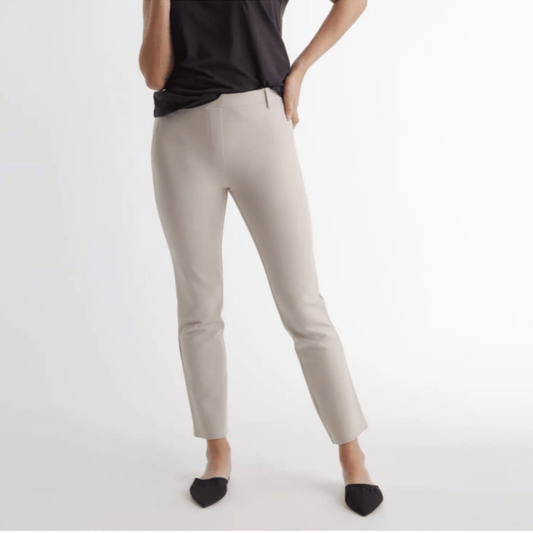 Quince Ultra Stretch Ponte Straight Leg Ankle Pants NEW Size S / 26 Cream