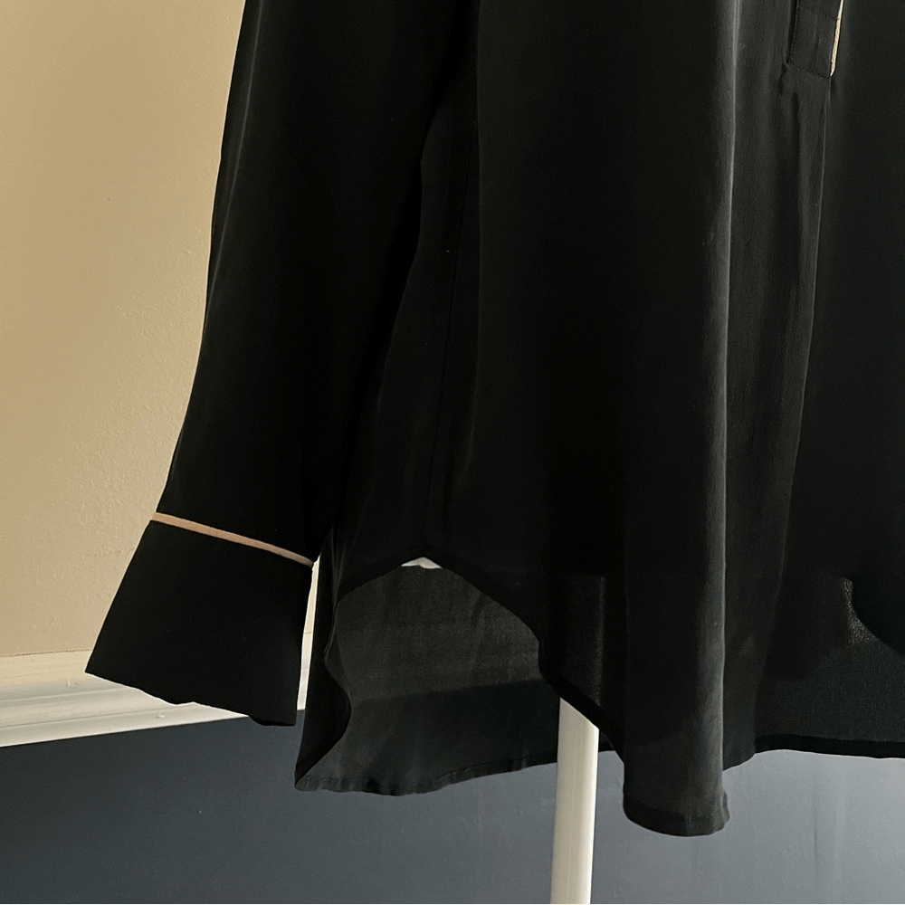 Madewell Black 100% Silk Long Sleeve Tunic Shirt Blouse Size Small