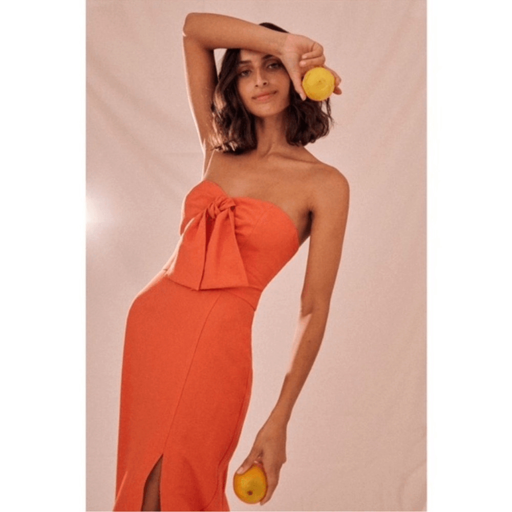 Finders Keepers Chiquita Strapless Midi Dress NEW Size XS Orange