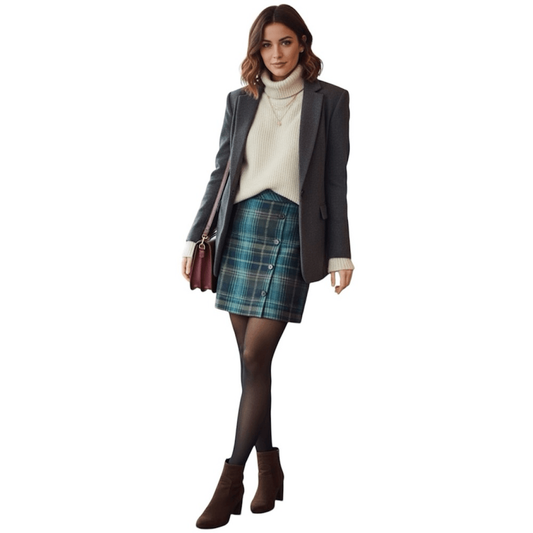 J. Jill Wool Blend Plaid Mini Skirt Size