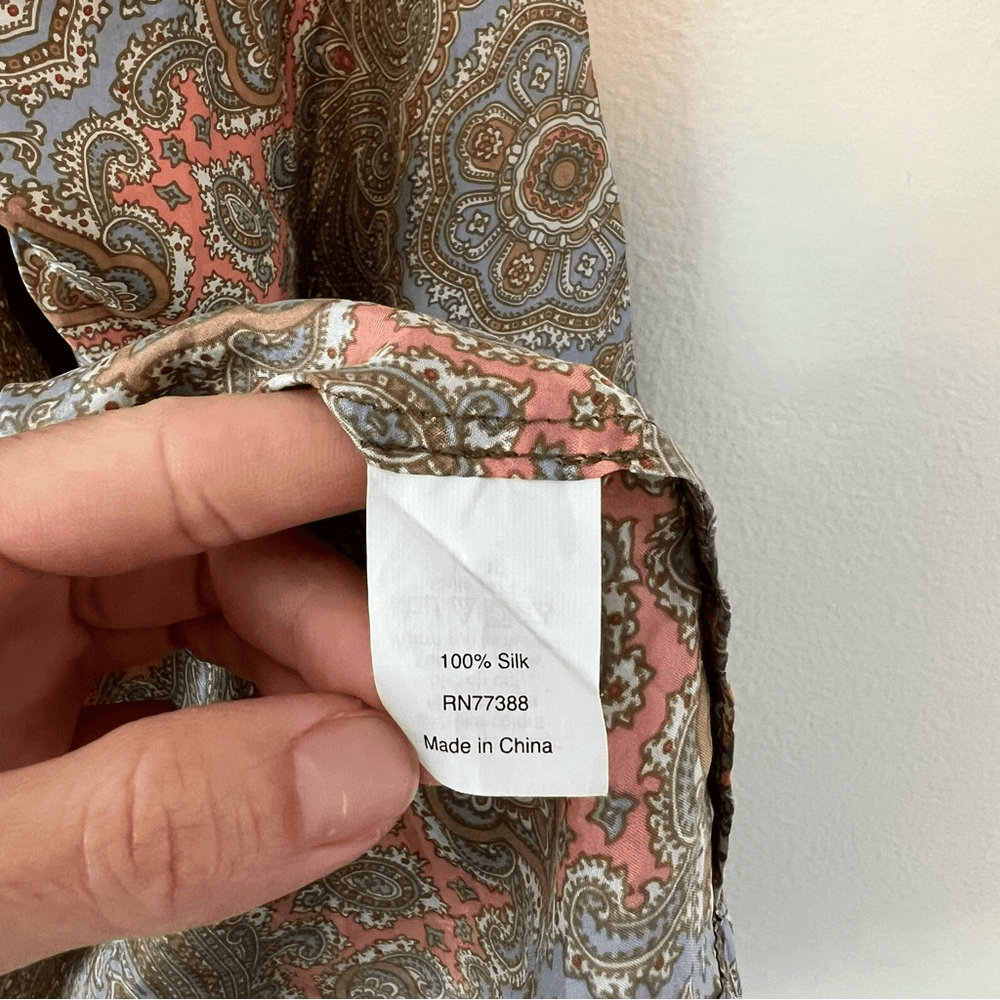 J. Crew Harbor Paisley 100% Silk Tunic Top Size Medium