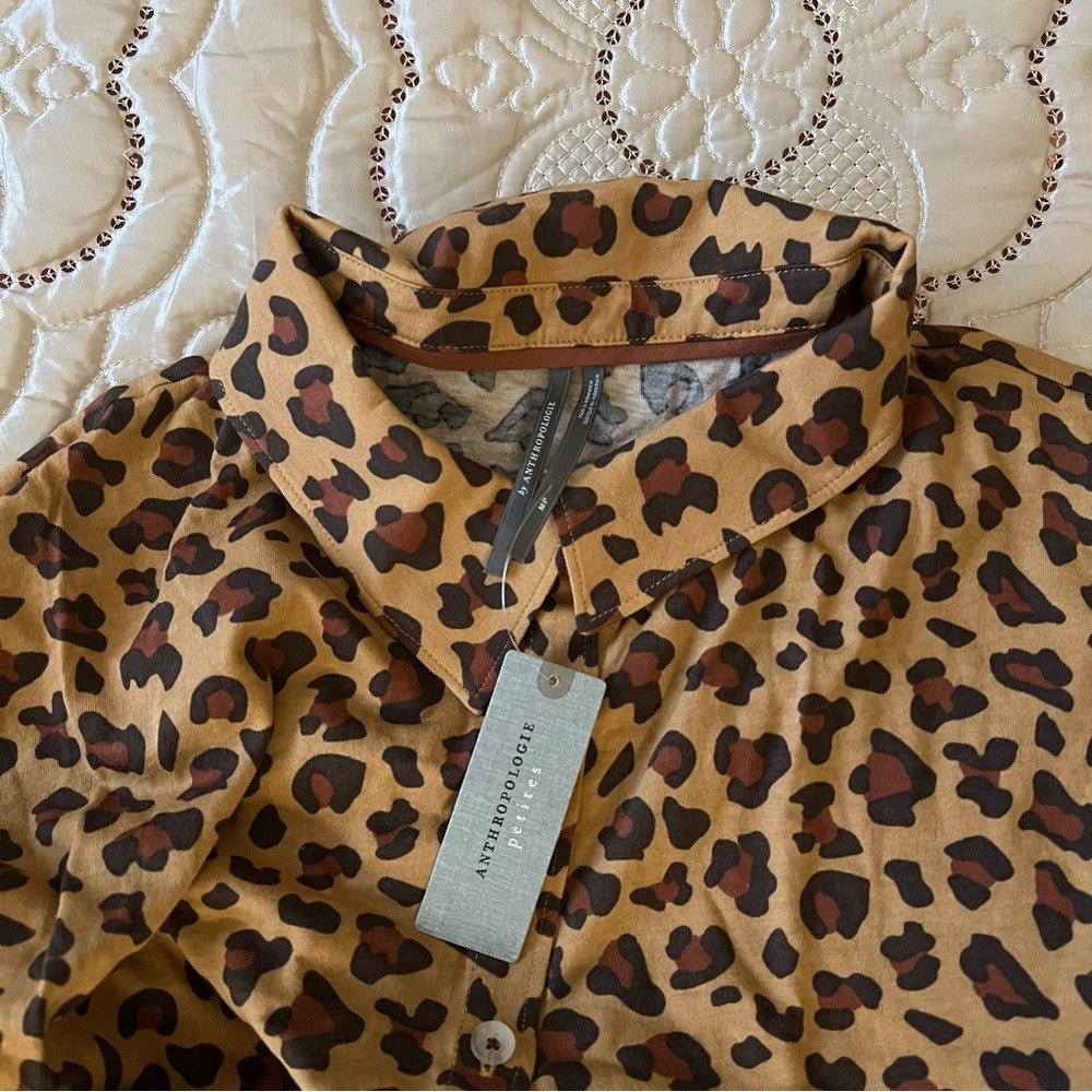 Anthropologie Spotted Pajama Top NEW Size Medium Petites
