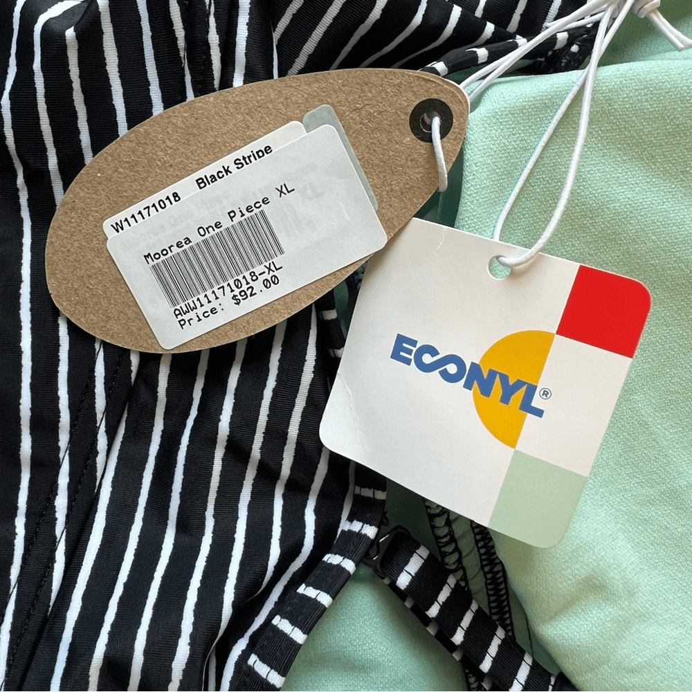 Prana Moorea Striped One Piece Swimsuit NEW Size XL Black White