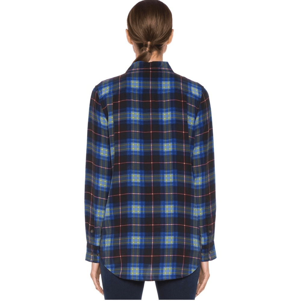 Equipment Femme Reese Plaid Silk Button Down Shirt Size XS