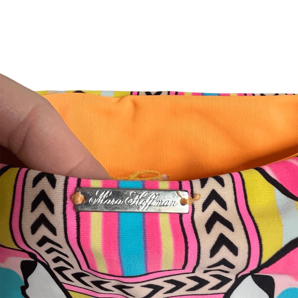 Mara Hoffman Parrot Tropical One Piece Swimsuit Size Large Cutout Pink Yellow