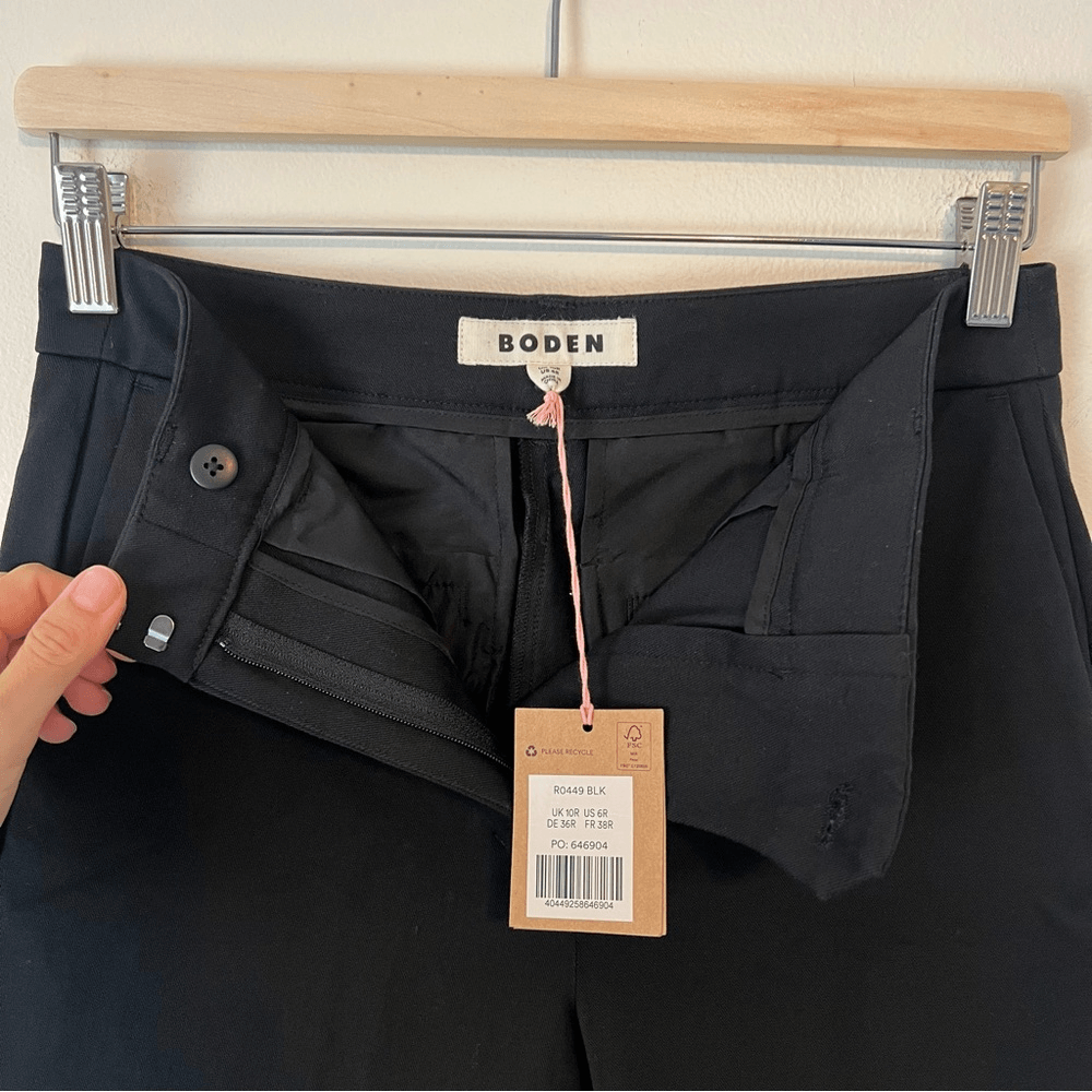 Boden Bi-Stretch Crop Flare Black Trousers Pants NEW Size 6R Career Classic